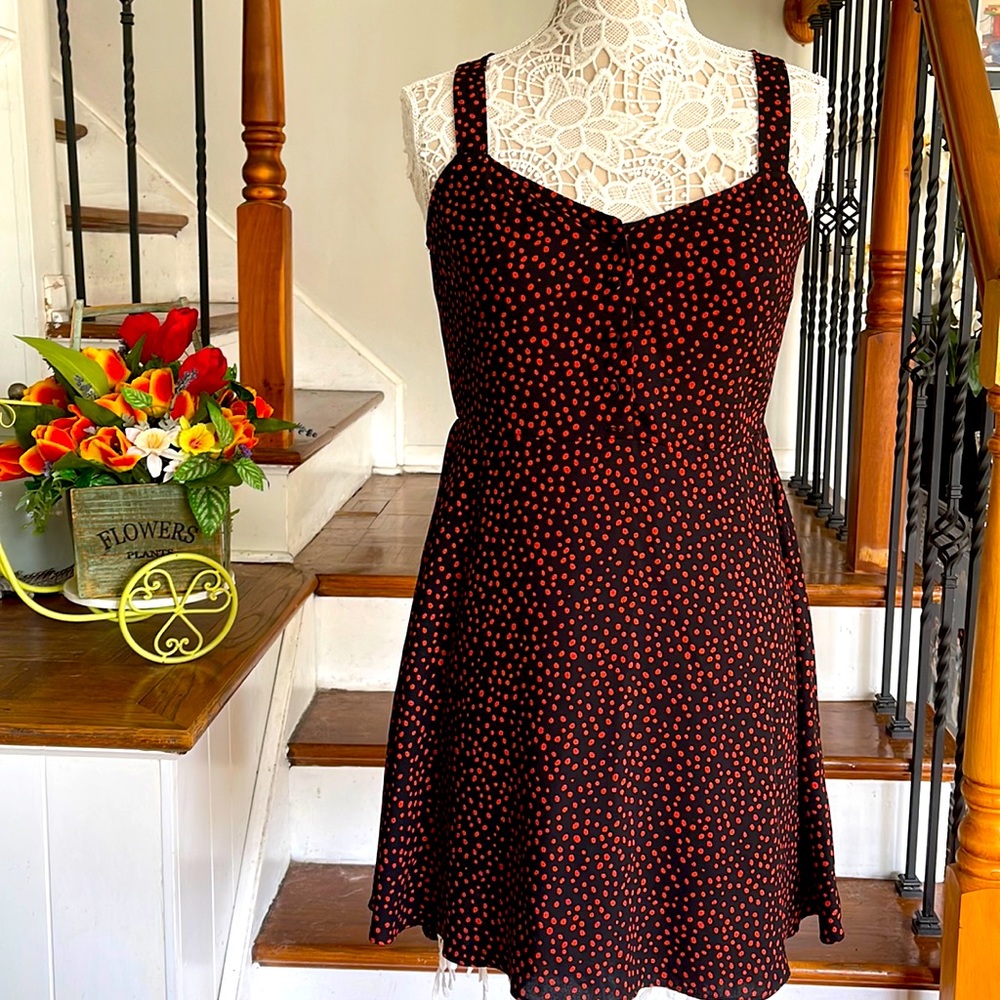 NWOT Abound black polka dot mini dress
